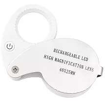 Ювелирная лупа с 40-кратным увеличением, карманная, складная, 25 мм, 9 светодиодов