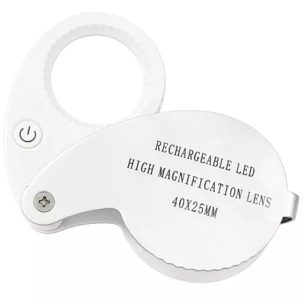 Ювелирная лупа с 40-кратным увеличением, карманная, складная, 25 мм, 9 светодиодов