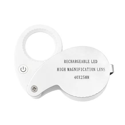 Ювелирная лупа с 40-кратным увеличением, карманная, складная, 25 мм, 9 светодиодов
