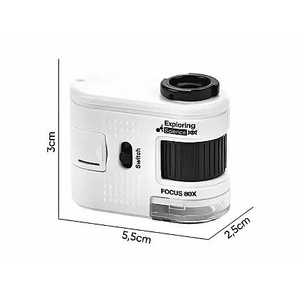Компактный микроскоп-лупа с клипсом для мобильного телефона, 80-кратный увеличение, светодиодная подсветка, уф-функция
