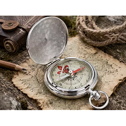 Классический карманный туристический компас, закрывающийся, металлический, серебристый