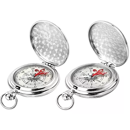 Классический карманный туристический компас, закрывающийся, металлический, серебристый
