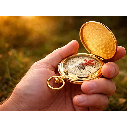 Классический карманный туристический компас, закрывающийся, металлический, золотого цвета