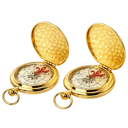 Классический карманный туристический компас, закрывающийся, металлический, золотого цвета