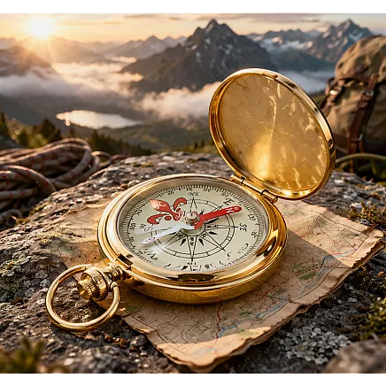 Классический карманный туристический компас, закрывающийся, металлический, золотого цвета