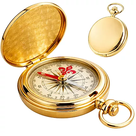 Классический карманный туристический компас, закрывающийся, металлический, золотого цвета