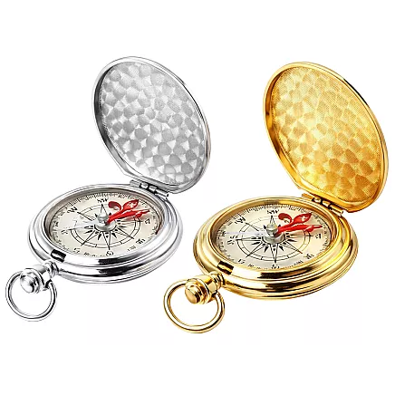 Классический карманный туристический компас, закрывающийся, металлический, золотого цвета