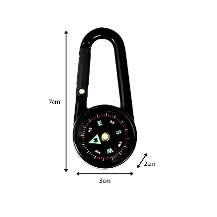 КОМПАС-КАРАБИН ФЛУОРЕСЦЕНТНЫЙ ТЕРМОМЕТР-БРЕЛОК КОМПАС ДЛЯ ВЫЖИВАНИЯ