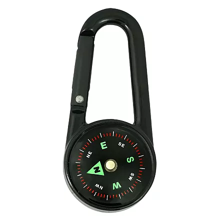 КОМПАС-КАРАБИН ФЛУОРЕСЦЕНТНЫЙ ТЕРМОМЕТР-БРЕЛОК КОМПАС ДЛЯ ВЫЖИВАНИЯ