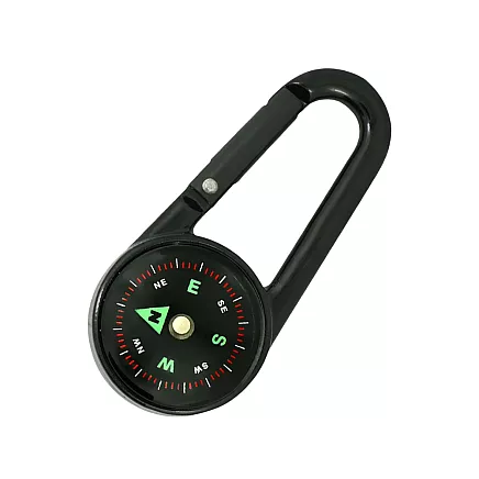 КОМПАС-КАРАБИН ФЛУОРЕСЦЕНТНЫЙ ТЕРМОМЕТР-БРЕЛОК КОМПАС ДЛЯ ВЫЖИВАНИЯ