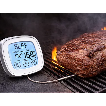 Meat thermometer with probe – digital touchscreen kitchen thermometer for cooking with lcd display