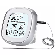 Meat thermometer with probe – digital touchscreen kitchen thermometer for cooking with lcd display