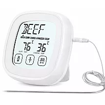 Meat thermometer with probe – digital touchscreen kitchen thermometer for cooking with lcd display