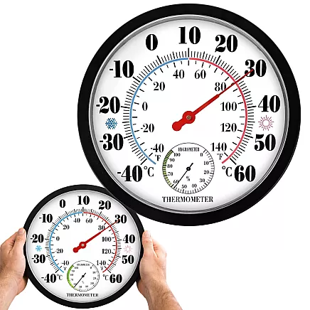 Analogue room humidity thermometer and hygrometer – wall-mounted, round