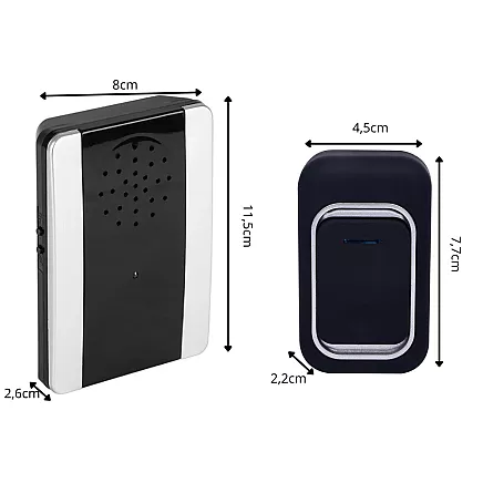 Беспроводной дверной звонок, дальность действия 300 м, питание от батарей, 2 кнопки, водоустойчивый
