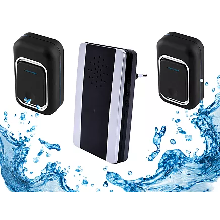 Wireless doorbell, 150m range, 2 waterproof buttons, led