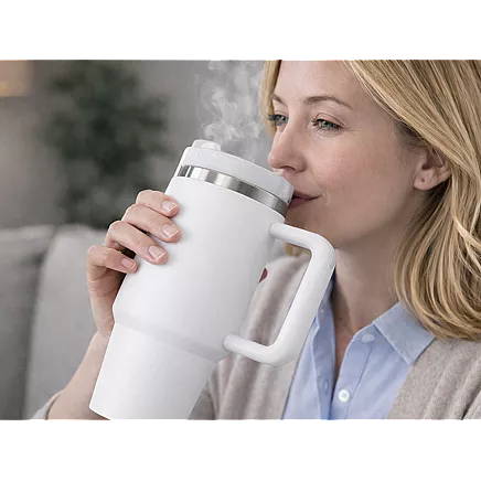 Большая термосудьба 1,2 л со соломкой и стальным удорожником для холодных и горячих напитков