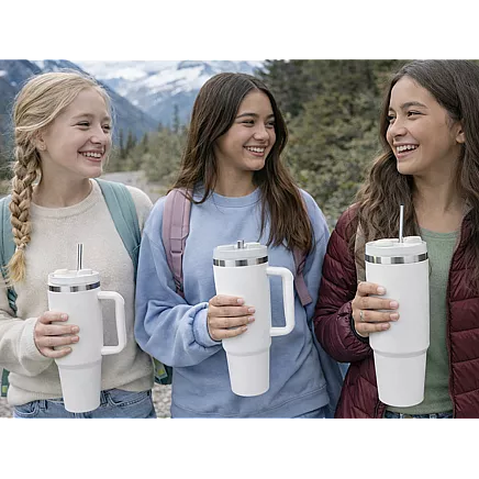 Большая термосудьба 1,2 л со соломкой и стальным удорожником для холодных и горячих напитков