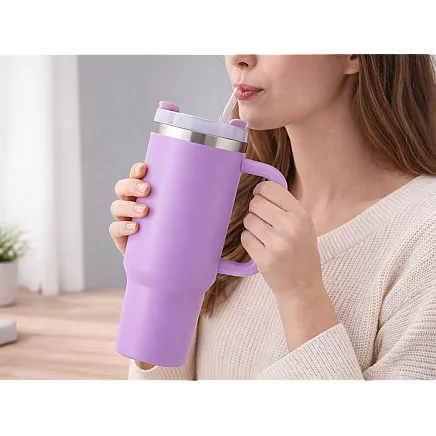 Большая термосудьба 1,2 л со соломкой и стальным удорожником для холодных и горячих напитков