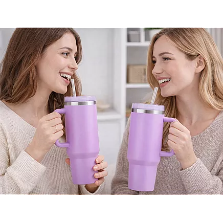 Большая термосудьба 1,2 л со соломкой и стальным удорожником для холодных и горячих напитков