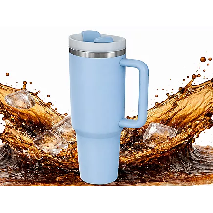 Большая термосудочка 1,2 л со столочной соломкой и стальным удоробом для холодных и горячих напитков