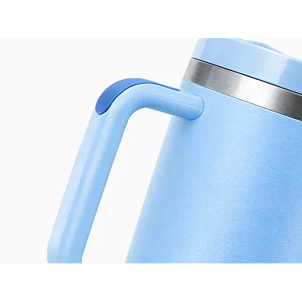 Большая термосудочка 1,2 л со столочной соломкой и стальным удоробом для холодных и горячих напитков