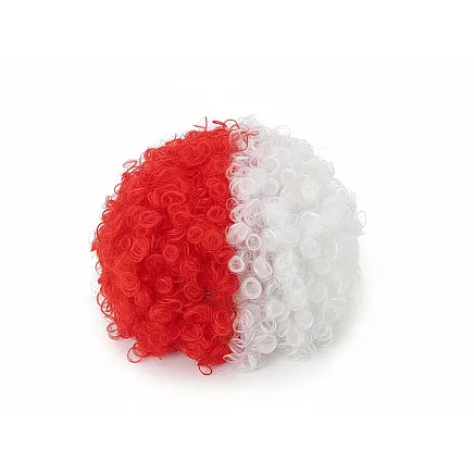 Парука болельщика с афро-локонами, бело-красная, головной убор, польша, матч