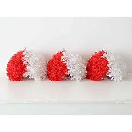 Парука болельщика с афро-локонами, бело-красная, головной убор, польша, матч