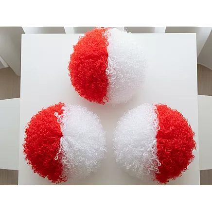 Парука болельщика с афро-локонами, бело-красная, головной убор, польша, матч