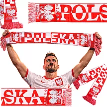 Фанатский шарф «польша» для матча на стадионе, бело-красный, мягкий, двусторонний