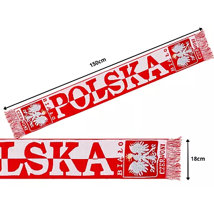 Фанатский шарф «польша» для матча на стадионе, бело-красный, мягкий, двусторонний