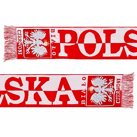Фанатский шарф «польша» для матча на стадионе, бело-красный, мягкий, двусторонний