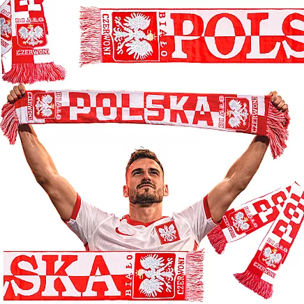 Фанатский шарф «польша» для матча на стадионе, бело-красный, мягкий, двусторонний