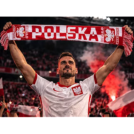 Фанатский шарф «польша» для матча на стадионе, бело-красный, мягкий, двусторонний