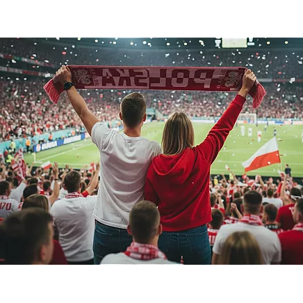 Фанатский шарф «польша» для матча на стадионе, бело-красный, мягкий, двусторонний