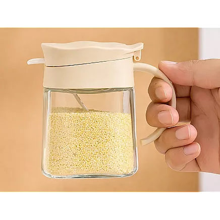 300ml glass spice jar with handle + spoon