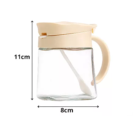 300ml glass spice jar with handle + spoon