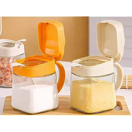 300ml glass spice jar with handle + spoon
