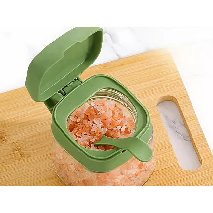 300ml glass spice jar with handle + spoon