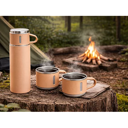 Термос объемом 400 мл на 3 чашки из нержавеющей стали для кофе и чая, дорожный и туристический