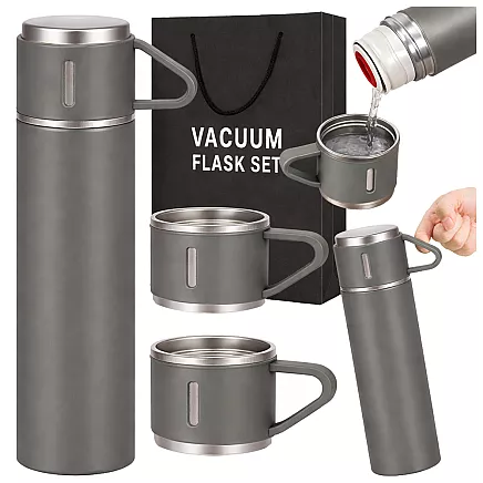 Термос объемом 400 мл на 3 чашки из нержавеющей стали для кофе и чая, дорожный и туристический