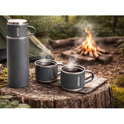 Термос объемом 400 мл на 3 чашки из нержавеющей стали для кофе и чая, дорожный и туристический
