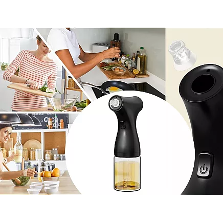 ELECTRIC OIL, OLIVE OIL AND VINEGAR SPRAYER – 200ml GLASS SPRAY BOTTLE