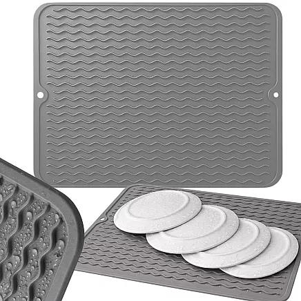 DISH-DRYING MAT, DRIP TRAY, SILICONE COUNTERTOP MAT FOR LARGE POTS
