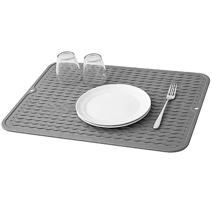 DISH-DRYING MAT, DRIP TRAY, SILICONE COUNTERTOP MAT FOR LARGE POTS