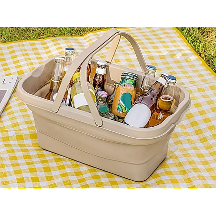 Складная силиконовая корзина для пикника, туристический столик, водонепроницаемый контейнер