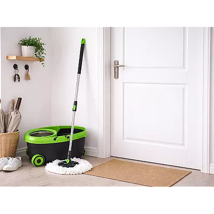 360° rotating mop with wheeled bucket – set of 2 microfibre pads