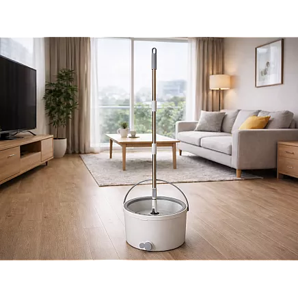 360° rotating mop set: bucket, 2x microfibre pads, drain