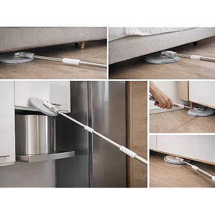 360° rotating mop set: bucket, 2x microfibre pads, drain