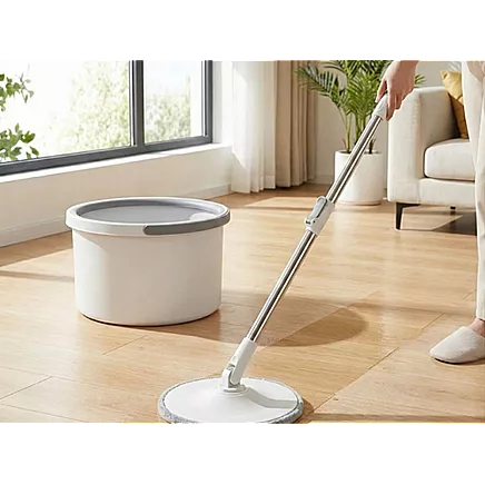 360° rotating mop set: bucket, 2x microfibre pads, drain